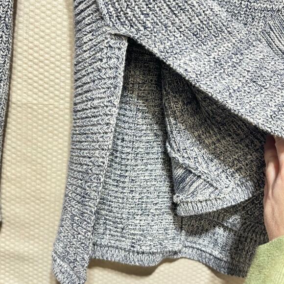 Wrap London Navy White Marled Cotton Sweater Crossover Front Size US Small - Picture 2 of 9